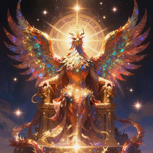 Celestial Phoenix on Cosmic Throne