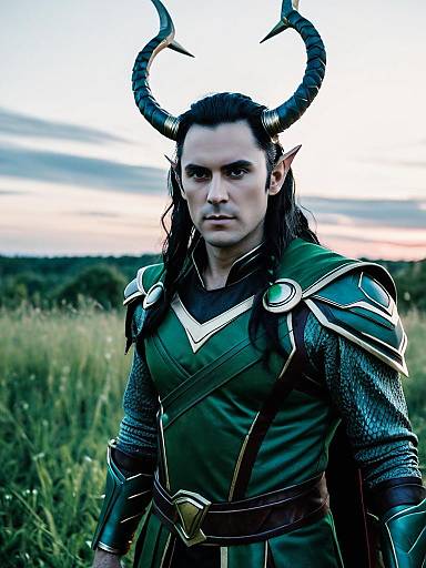 Man in Loki Ragnarok Cosplay Outdoor Portrait