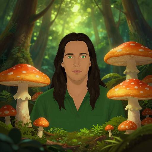 Mystical Man in Vibrant Forest