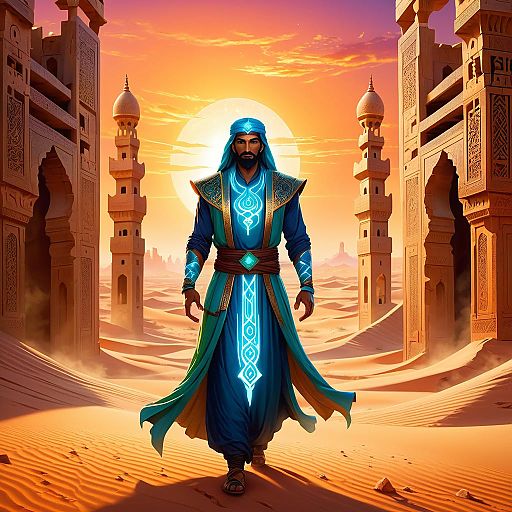 Majestic Jinn in a Desert Citadel