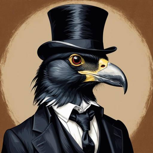 Raven in Victorian Suit and Top Hat