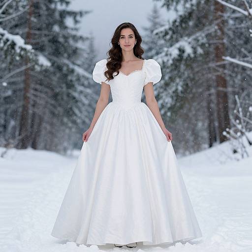 Snow White Woman in Winter Dress
