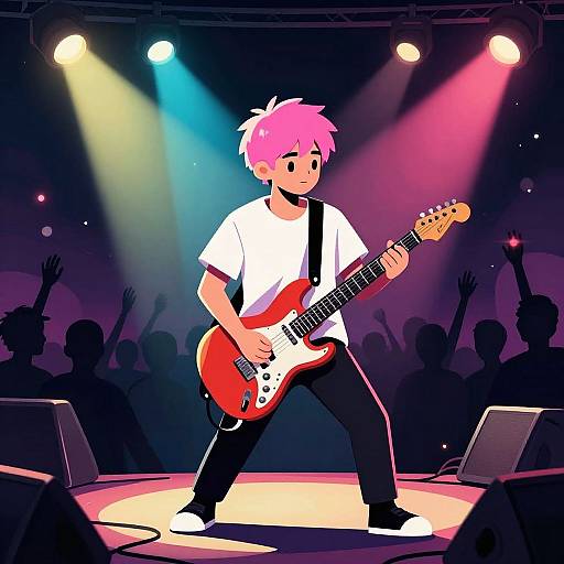 Pink-Haired Rocker on Stage