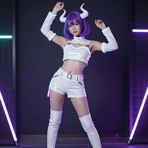 Vibrant Cyberpunk Cosplayer Portrait