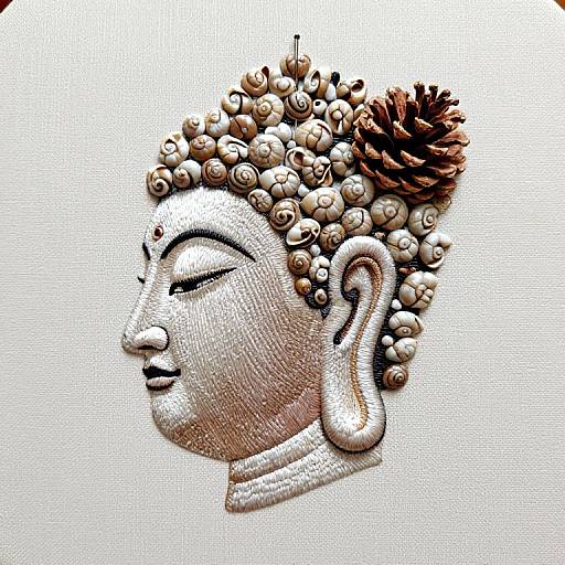 Embroidery Buddha Head with Shells