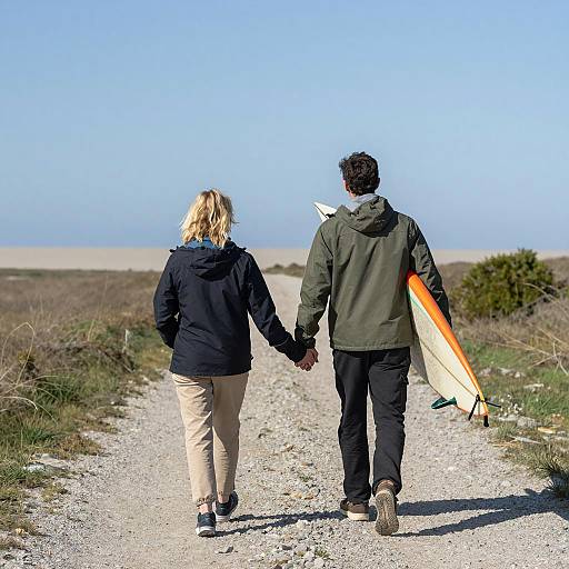Couple Strolling on a Sandy Path