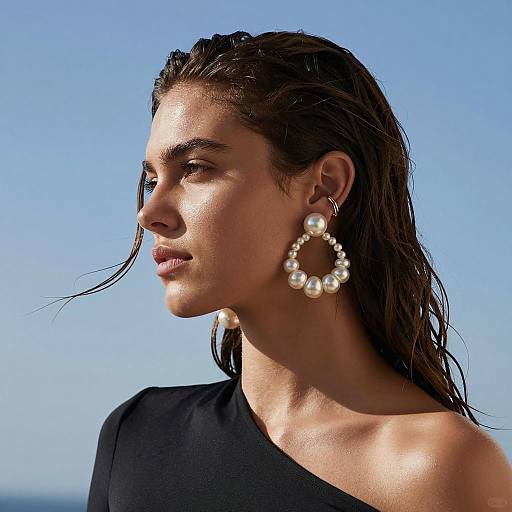 Intense Profile Portrait Against Blue Sky