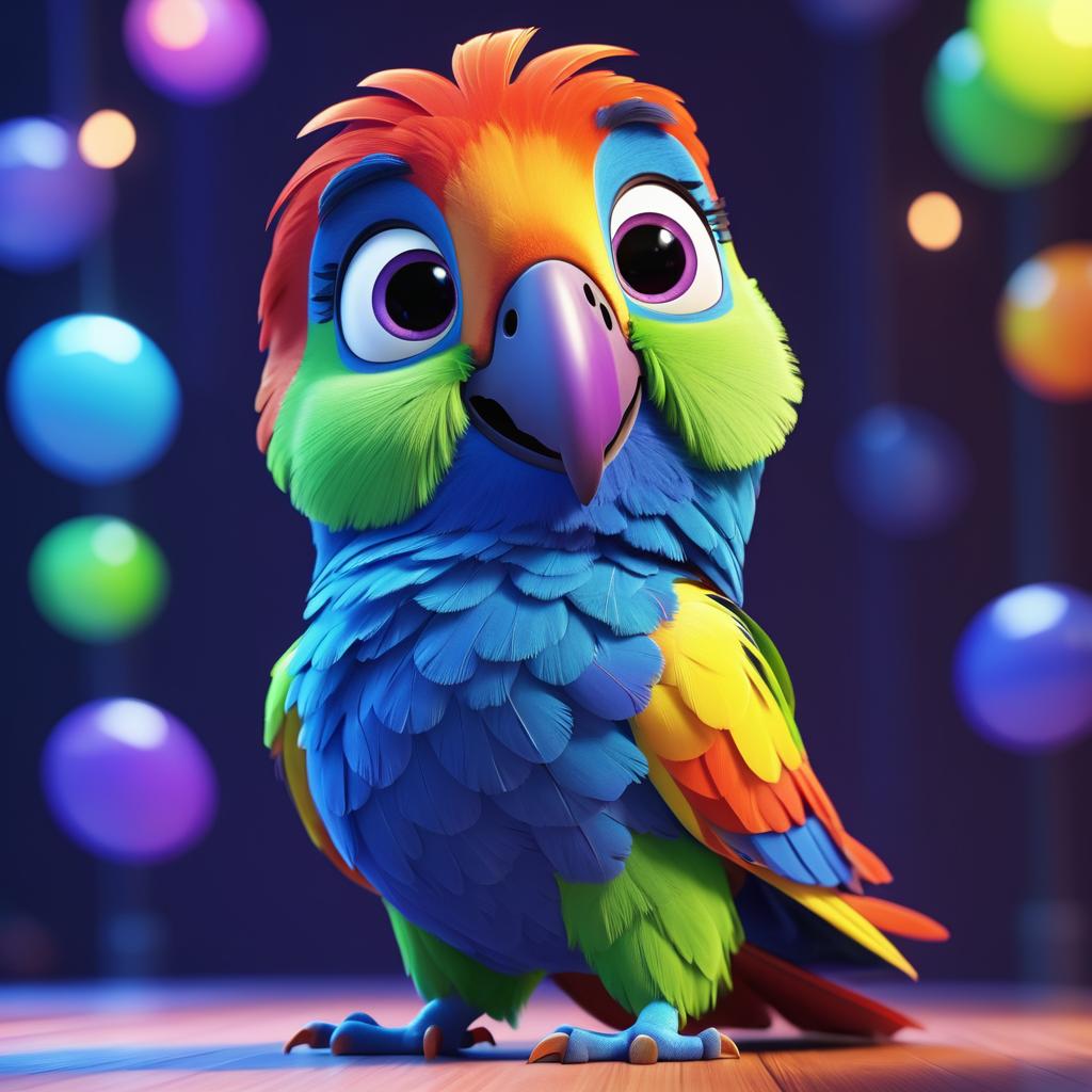 3D Pixar Style Colorful Parrot Design