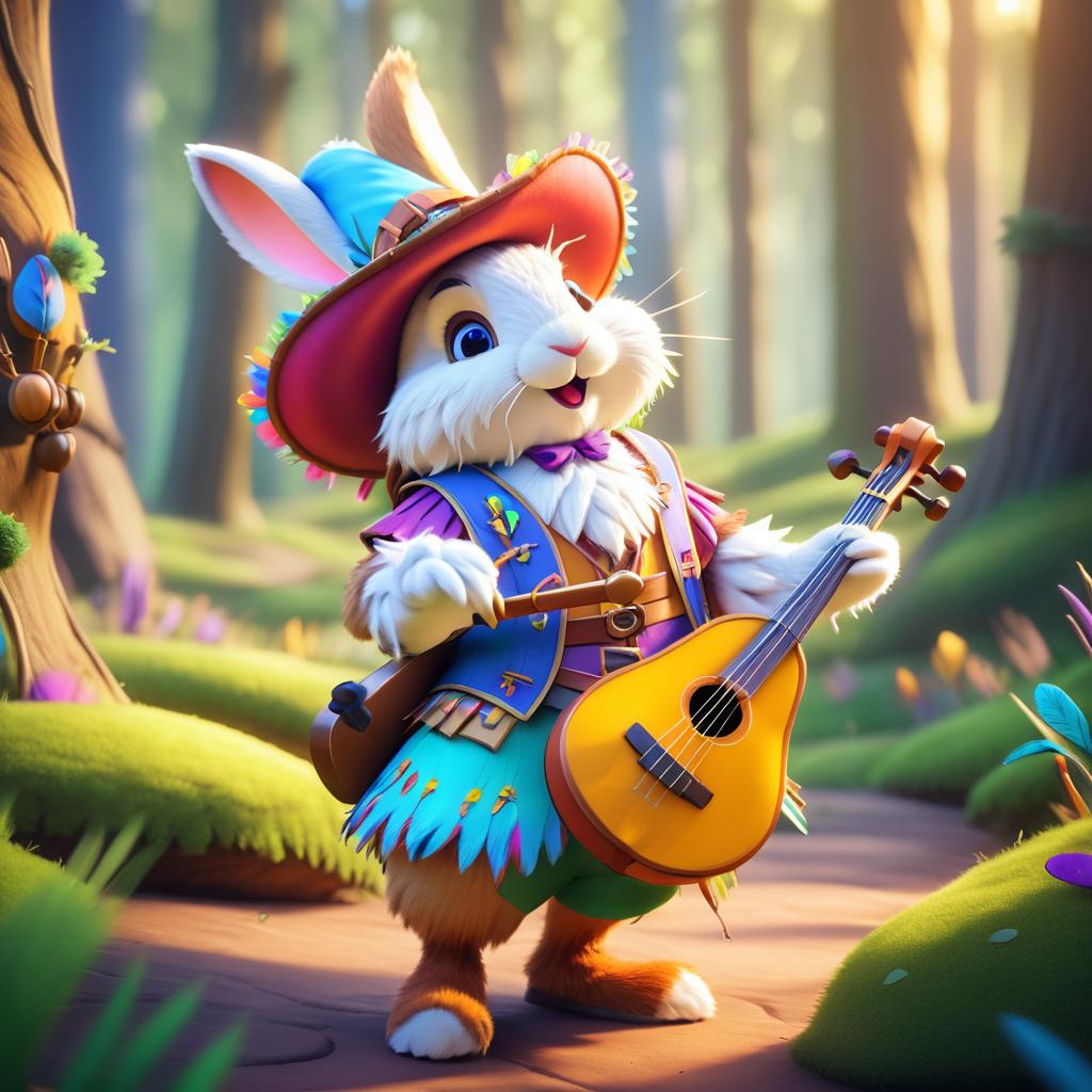 Charming Rabbit Bard in Fantasy Forest