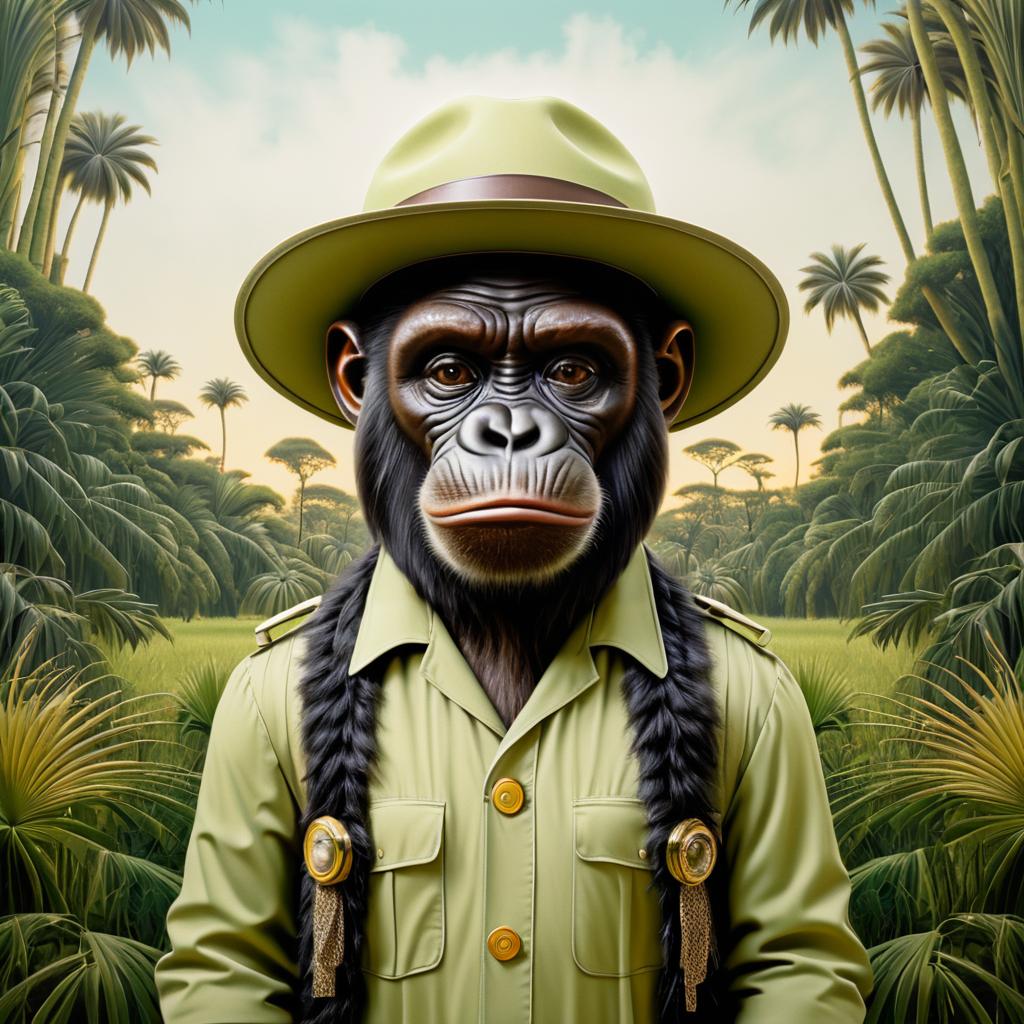 Hyper-Realistic Gorilla in Safari Fashion