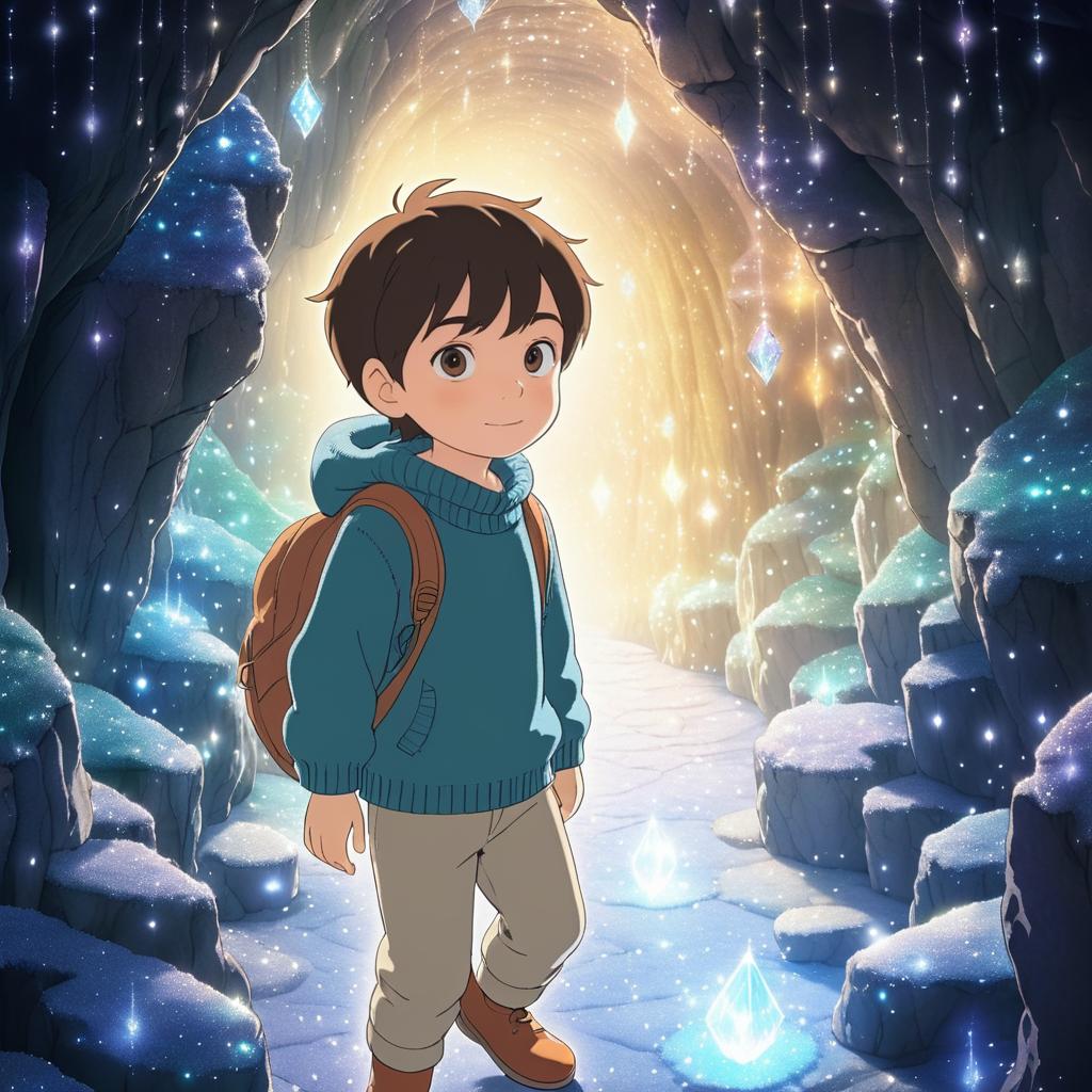 Curious Boy in a Mystical Cave Adventure