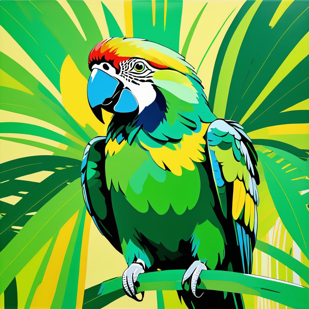 Vibrant Parrot Artwork in Warhol Style