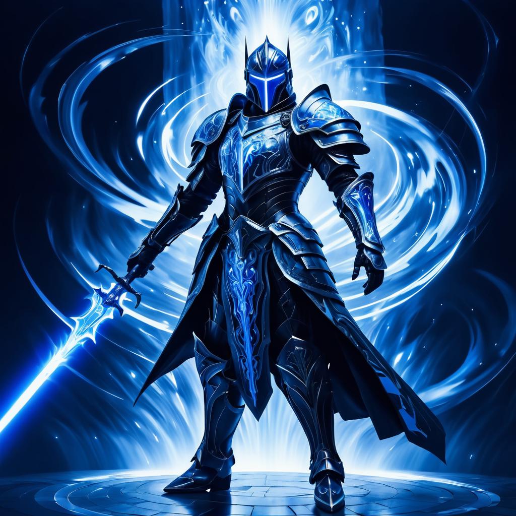 Futuristic Knight in Swirling Light