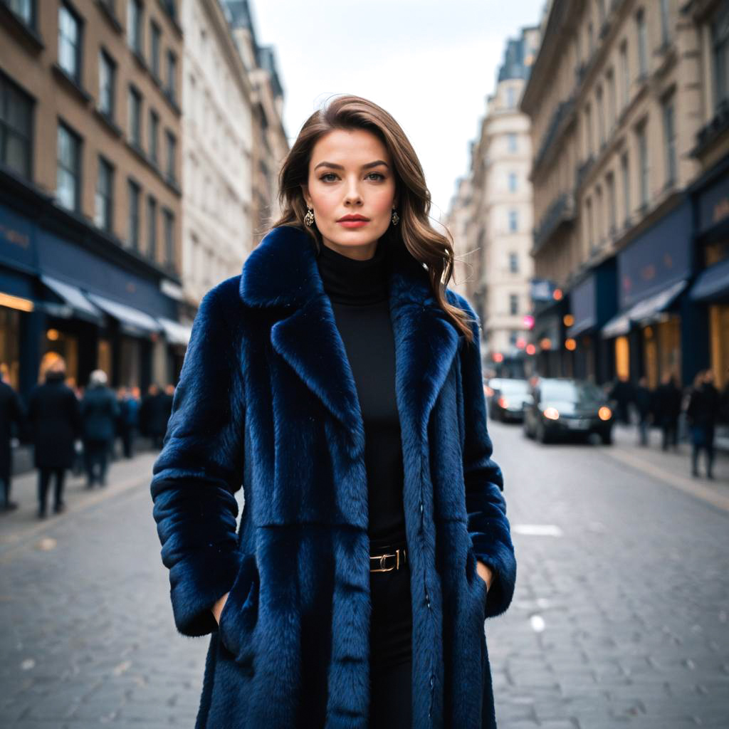 Glamorous Woman in Faux Fur Coat