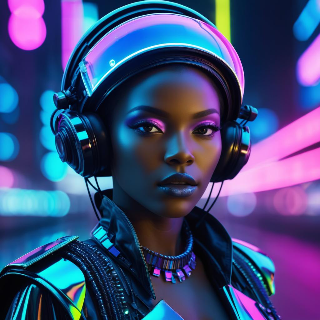 Fearless Cyberpunk Beauty in Neon Aesthetic