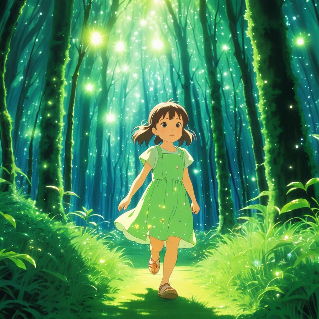 Whimsical Child in a Lush Enchanted Forest