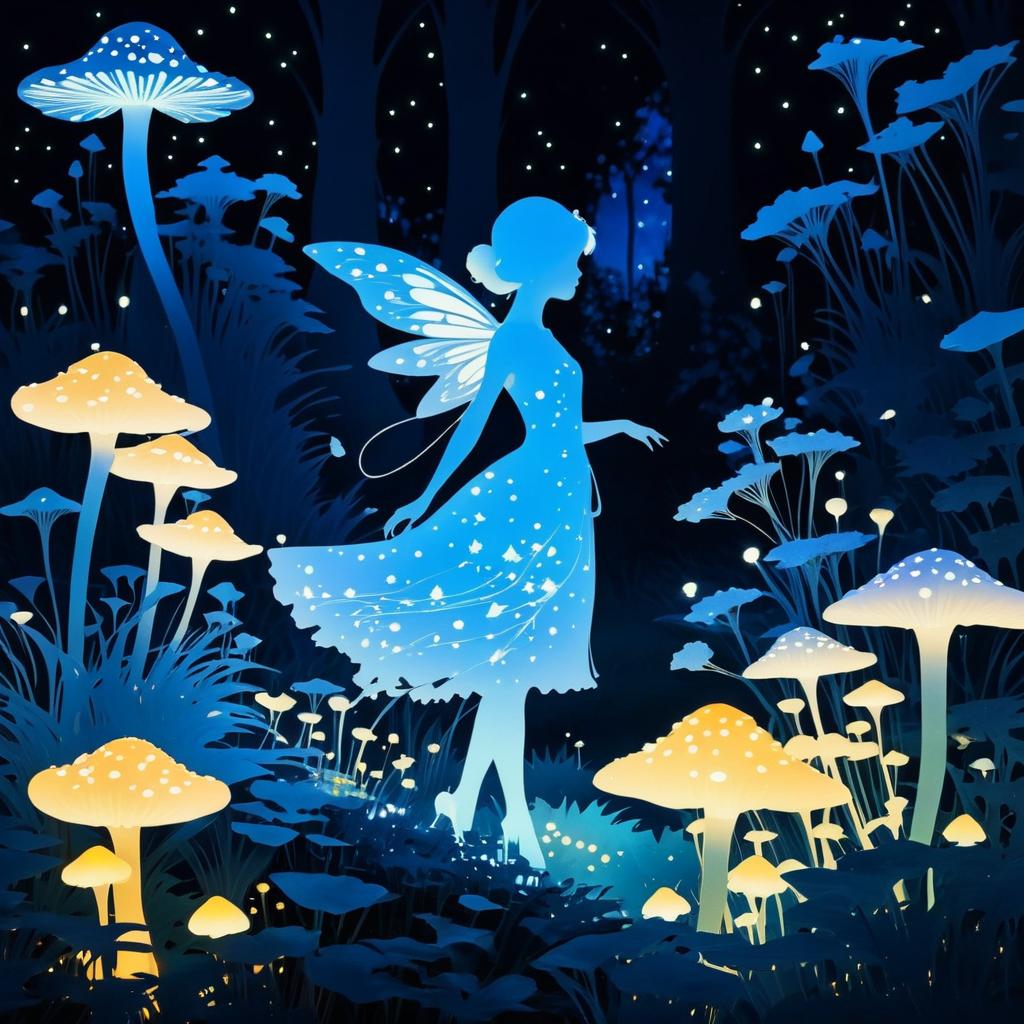 Fairy Silhouette in Glowing Garden