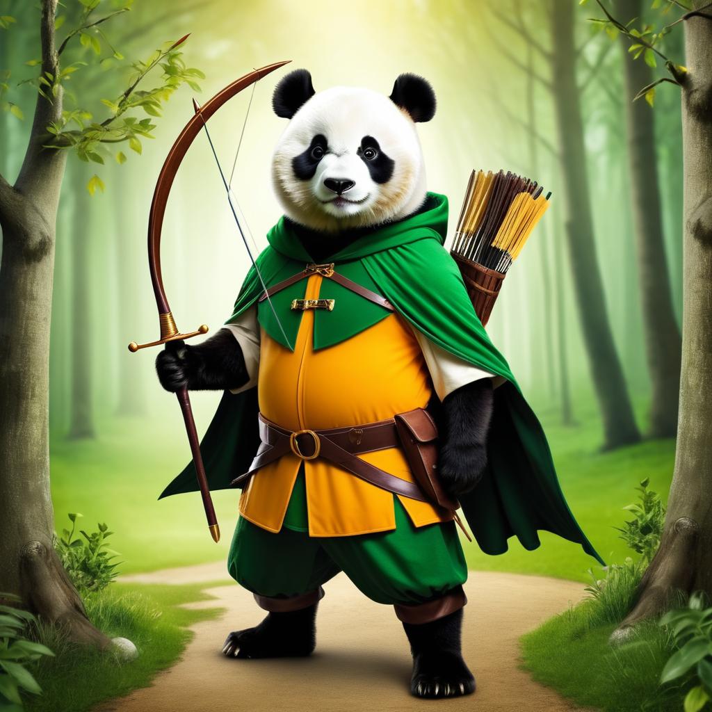 Playful Panda as Robin Hood Adventure