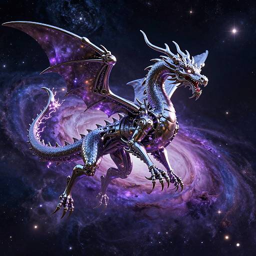 Psychedelic Biomechanical Dragon in Cosmos