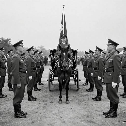 Historic Military Ceremony in Black and White