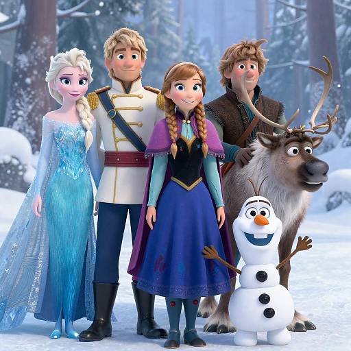 Frozen Characters in a Snowy Wonderland