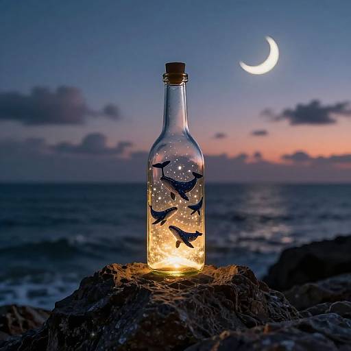 Glowing Whale Bottle by Twilight Sea