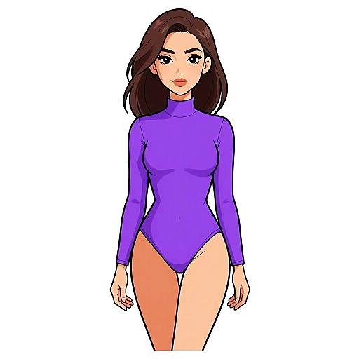 Minimalist Woman in Plum Bodysuit