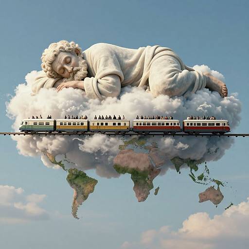 Surreal Cloud Trains on Giant Philosophers