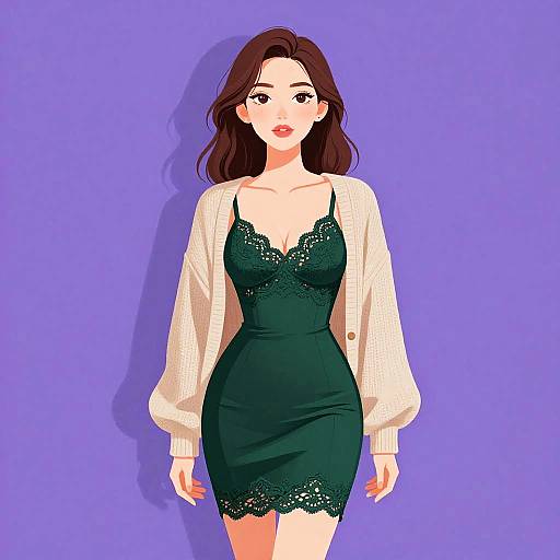 Chic Woman in Emerald Bodycon Dress