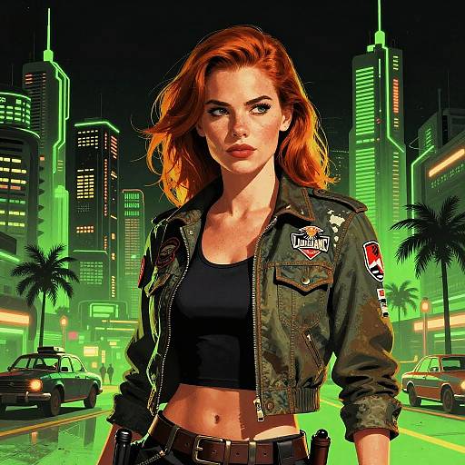 Retro-Futuristic Cyberpunk Female Warrior