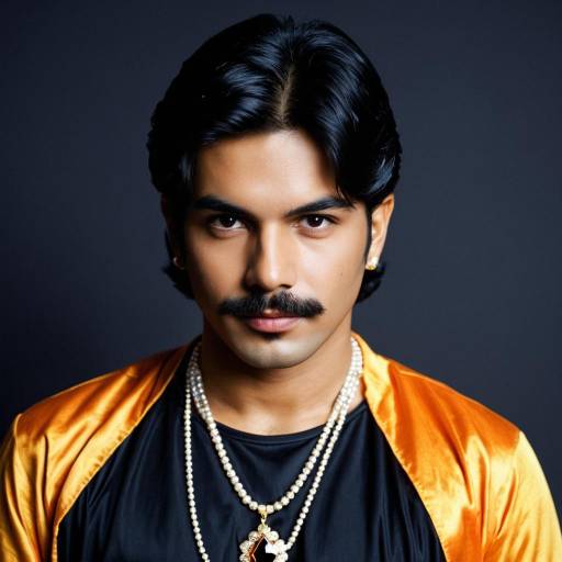Man with Mustache in Bollywood-Inspired Halloween Costume