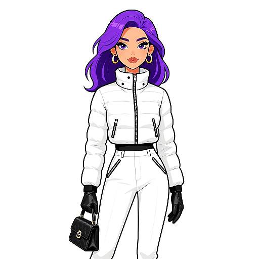 Modern Chic Woman in White Winter Outfit