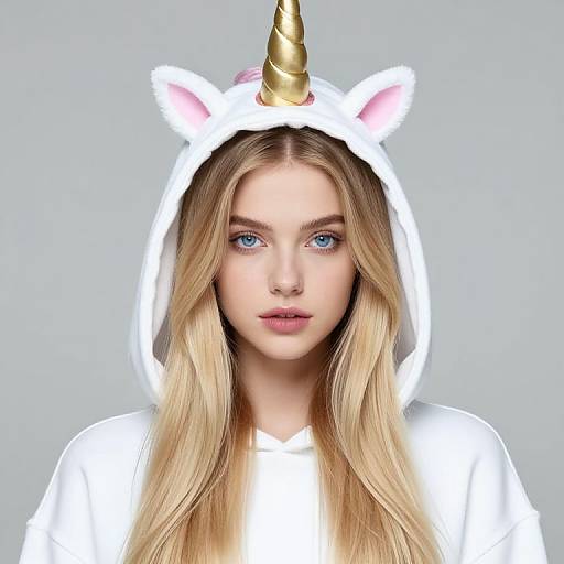 Blonde Girl in Unicorn Hoodie