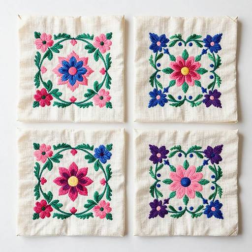Vintage Embroidered Floral Linen Liners