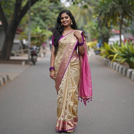 Smiling Indian Woman in Traditional Saree