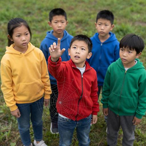 Children Playing in Spiderweb Scene