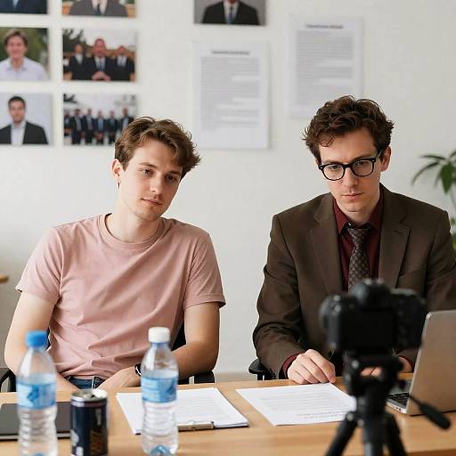 Casual Meeting: Focused Discussion at Desk