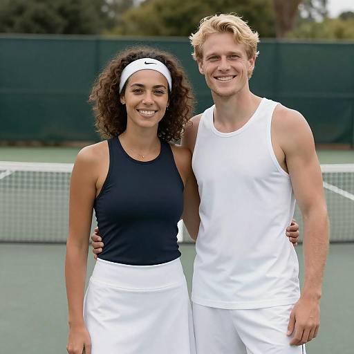 Joyful Tennis Couple on the Court