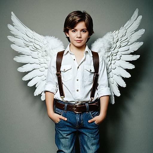 Boy in Angel Costume with Wings