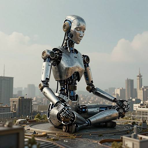 Steampunk Robotic Human Meditating