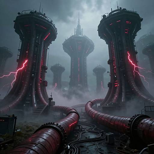 Cyberpunk Dystopian Organic-Tech Towers