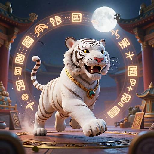 Majestic White Tiger Bard in Temple