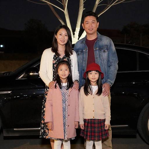 Joyful Family Portrait at Night