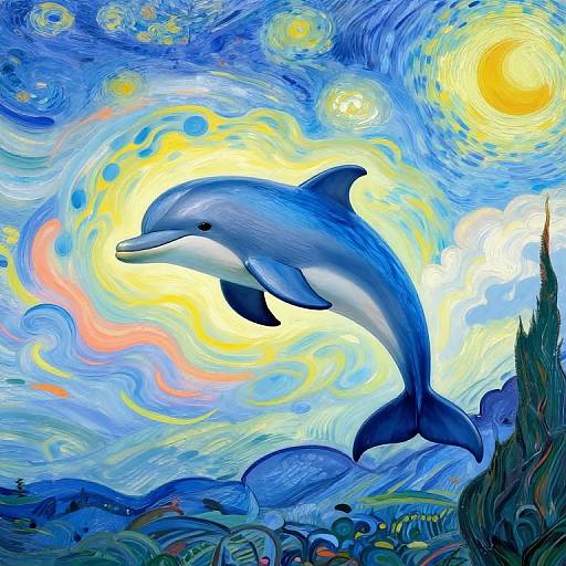 Whimsical Seascape: Bird-Dolphin Flight