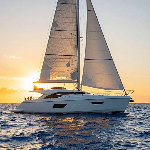 Stylish Yacht Sailing at Sunset