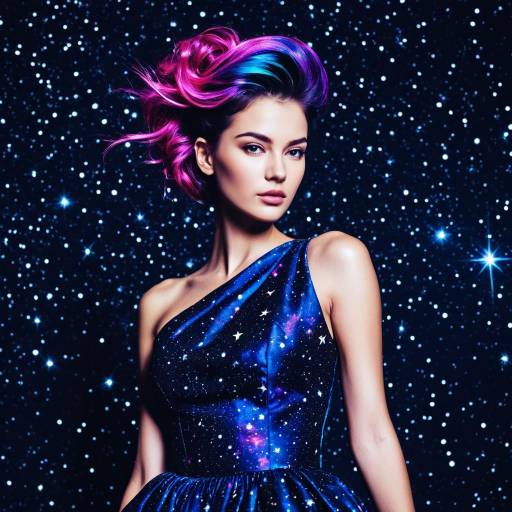 Fashion Model with Galaxy Hair and Starry Gown Fashion Model with Galaxy Hair and Starry Gown