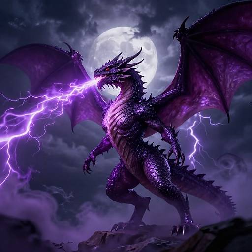 Violet Dragon Breathing Storm Fire