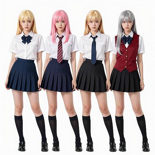 Anime Cosplay: Four Women in Uniform