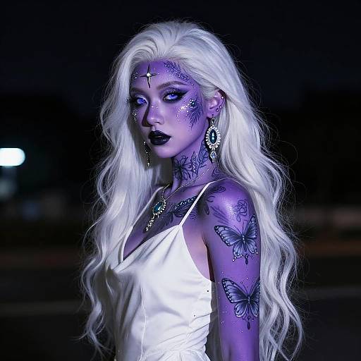 Mystical Purple-Skinned Shenightborne Girl