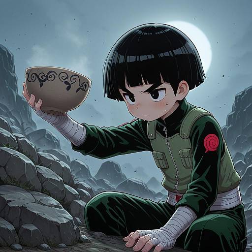 Illustration of Rock lee, naruto (series) in the style of Naga u
